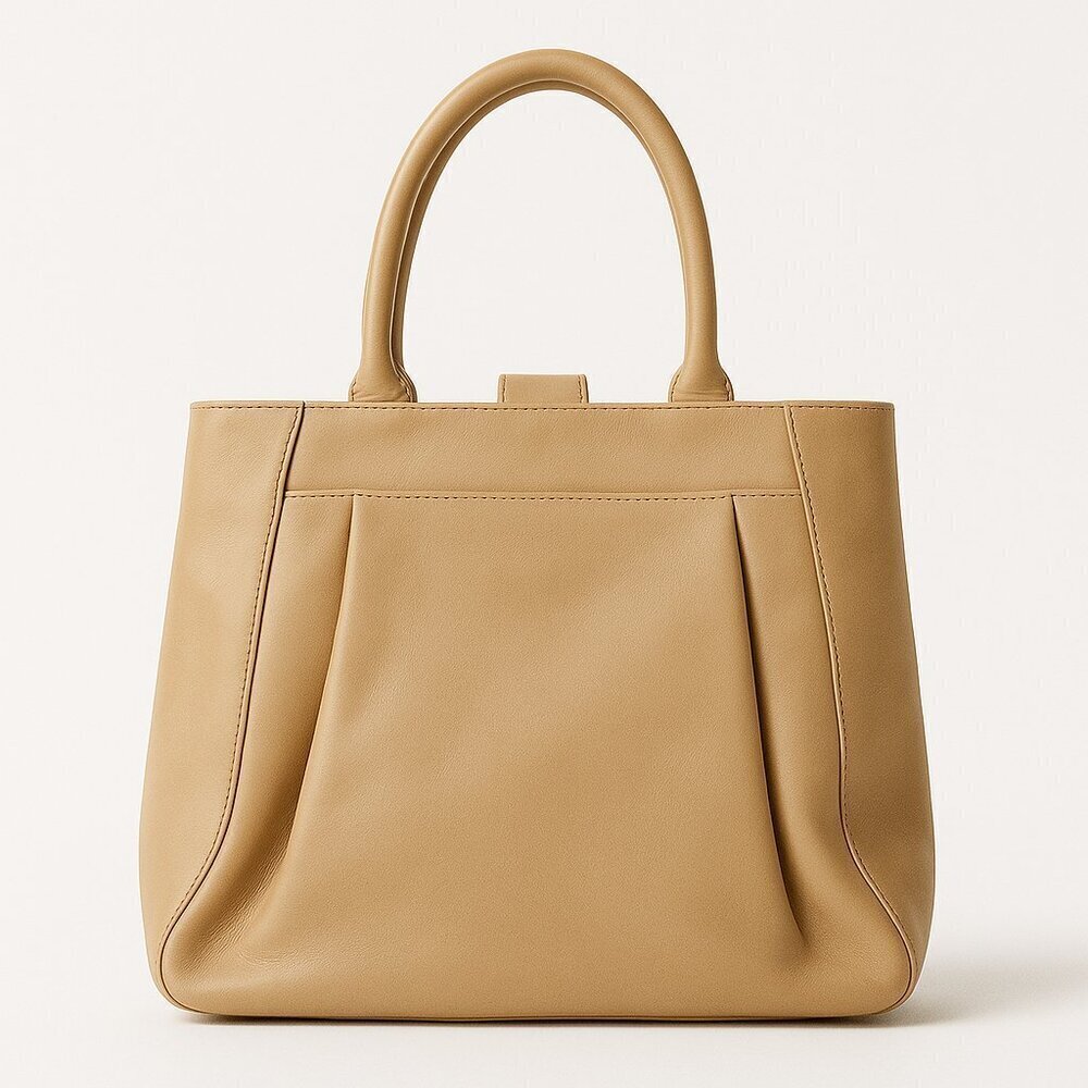 Levenger Leather Warm Beige Tote Bag